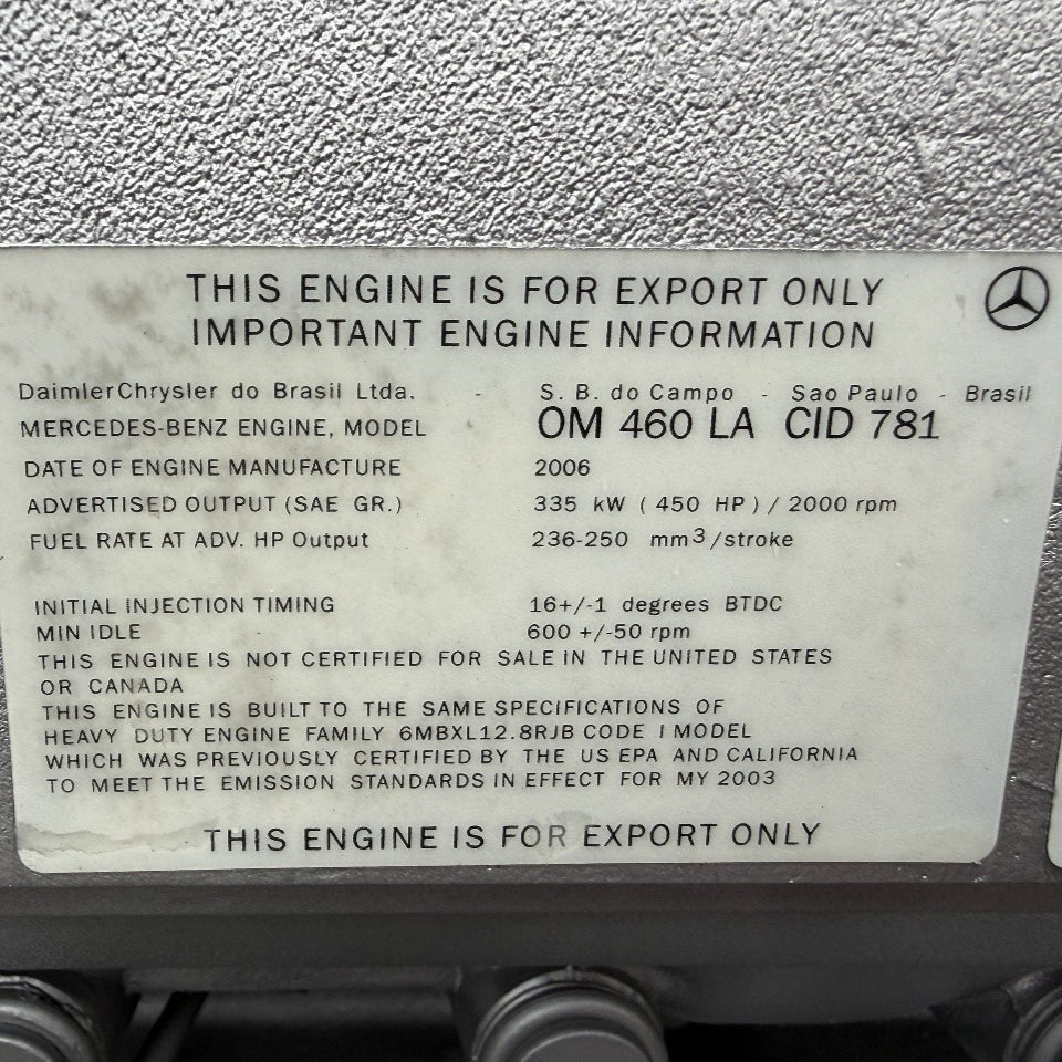 2006 Mercedes OM460LA 450HP 6 Cyl Diesel Engine For Sale - hdengines.com