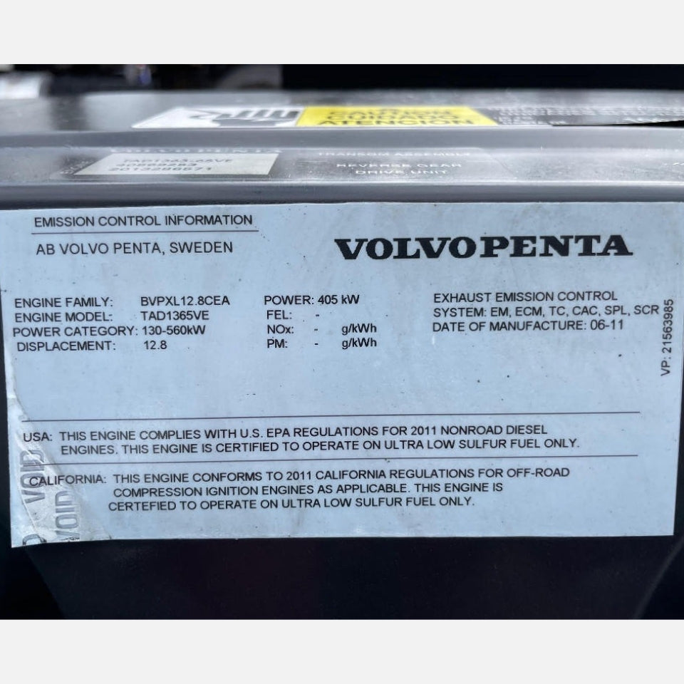 2011 Volvo D13 543 HP 6 Cyl Diesel Engine For Sale | TAD1365VE - hdengines.com