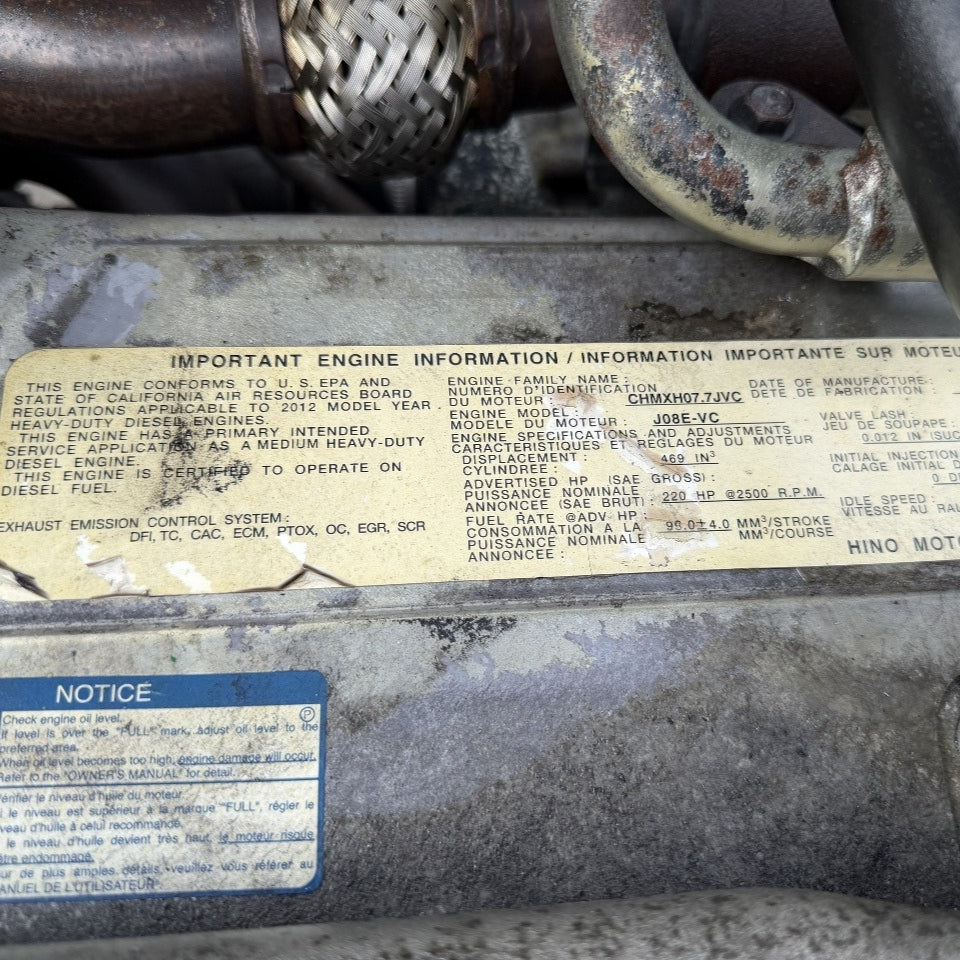 2012 Hino J08E-VC 220HP 6 Cyl Engine For Sale– EPA10 - hdengines.com
