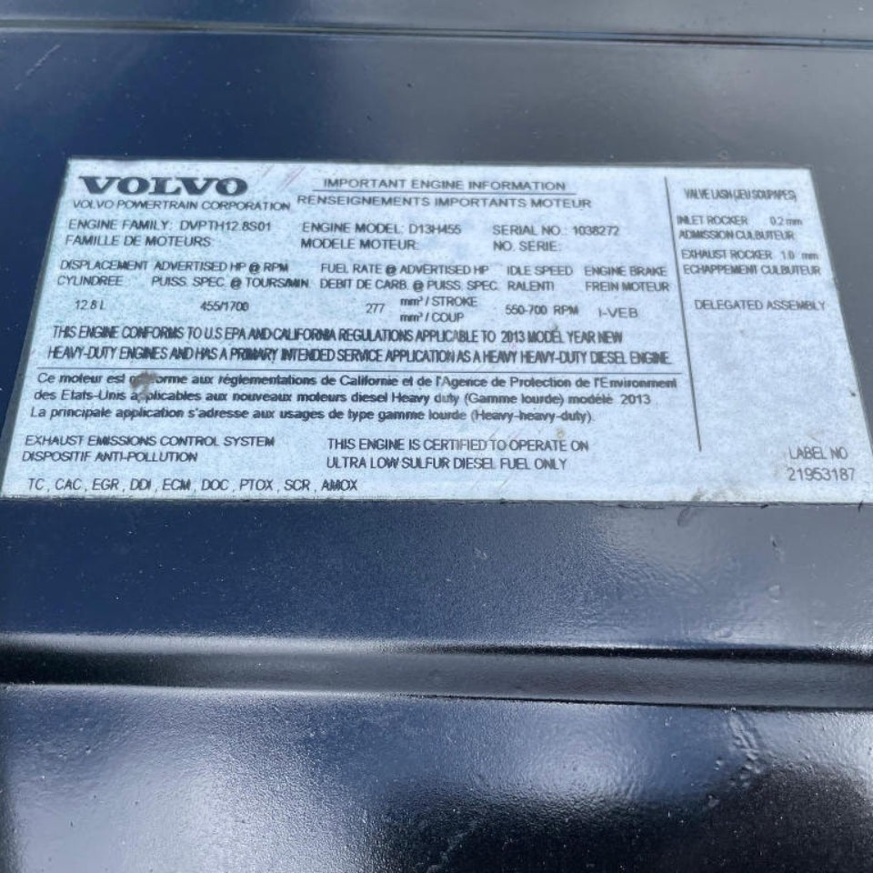 2013 Volvo D13 455HP 6 Cyl Diesel Engine For Sale - hdengines.com