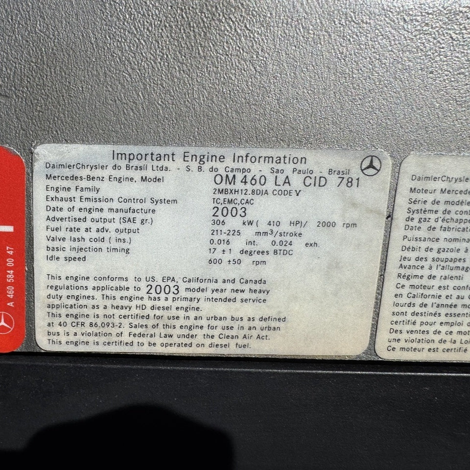 2003 Mercedes-Benz OM460LA 410HP 6 Cyl Diesel Engine For Sale | MBE4000 - hdengines.com