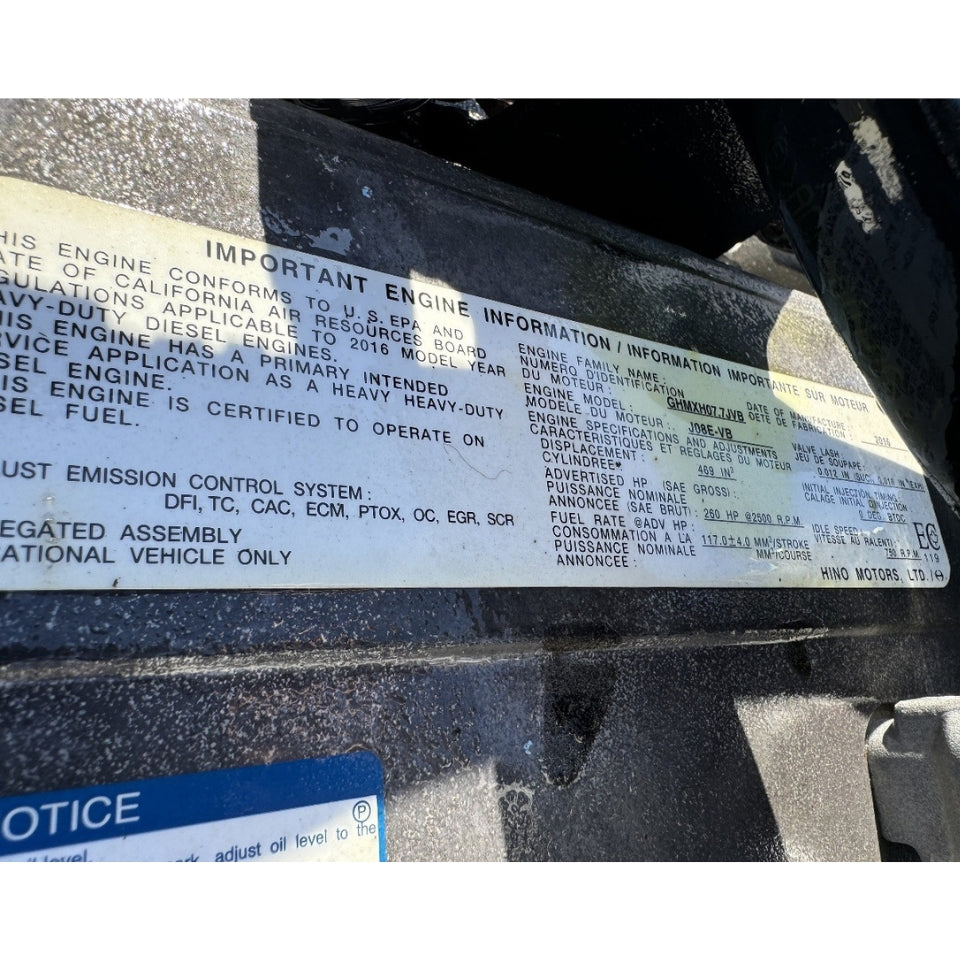 2016 Hino J08E-VB 260HP 6 Cyl Diesel Engine For Sale– EPA13 | - hdengines.com