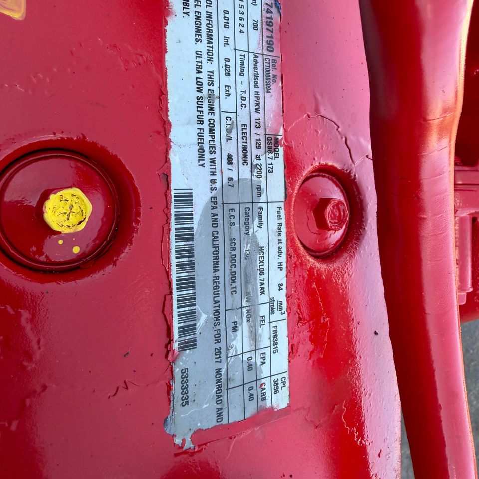 2017 Cummins QSB6.7 Industrial Diesel Engine, Tier 4 Final, Family #HCEXL06.7AAK, 173HP, CPL 3856