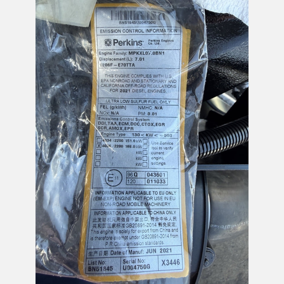 2021 Perkins 1206F-E70TTA 225HP 6 Cyl Industrial Diesel Engine For Sale - hdengines.com