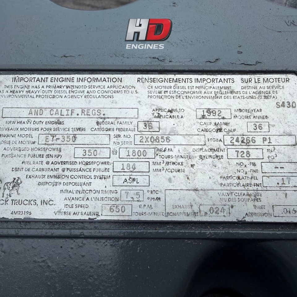 1992 Mack E7 350HP VMAC1 11GBA 24266 P1 Diesel Truck Engine for Sale