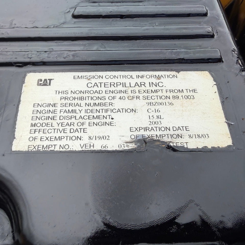2003 CAT 3456 Industrial Diesel Engine 9BZ00136, 669HP Caterpillar C16