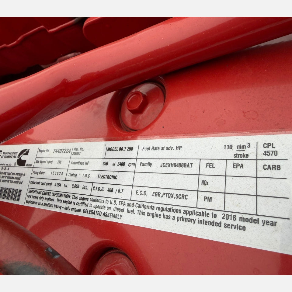 New 2018 Cummins B6.7 Diesel Engine JCEXH0408BAT, 250HP For Sale