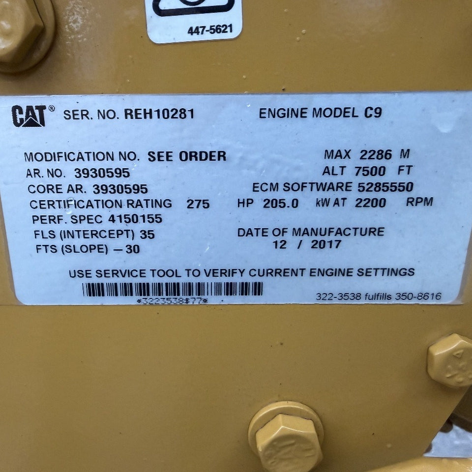 New 2017 CAT C9 275HP 6 Cyl – Tier 3 Industrial Diesel Engine for Sale - hdengines.com