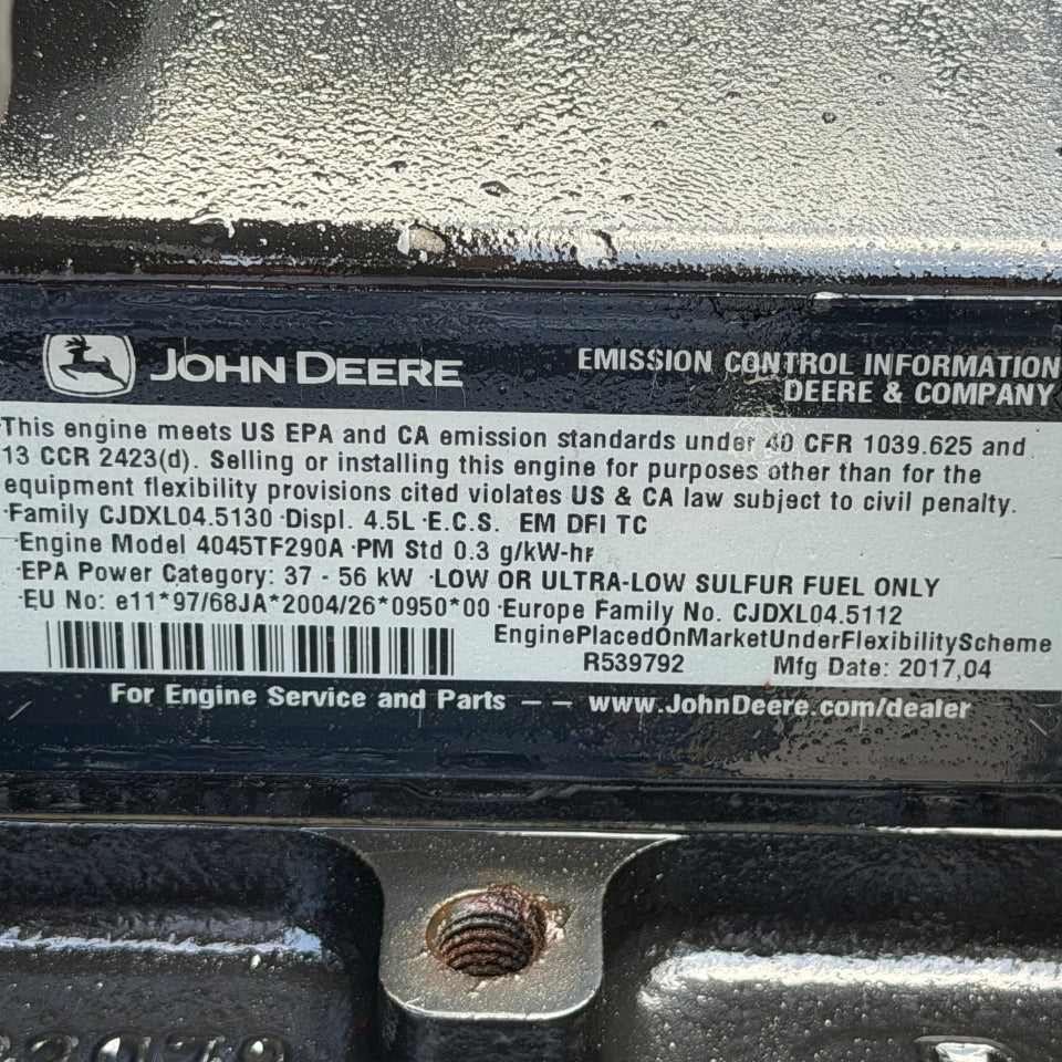 2017 John Deere 4045TF290 Industrial Diesel Power Unit PE4045R115658, 4.5L, 74HP