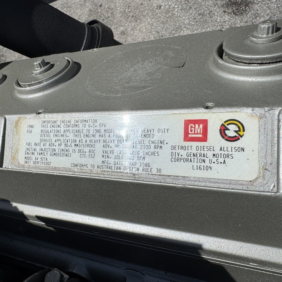 1986 Detroit Diesel 6V92TA 350HP V6 Engine For Sale - hdengines.com