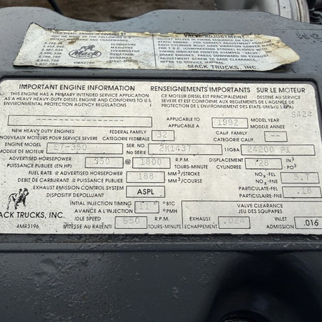 1992 Mack E7-350 350HP 6 Cyl Diesel Engine with Jake Brakes For Sale - hdengines.com