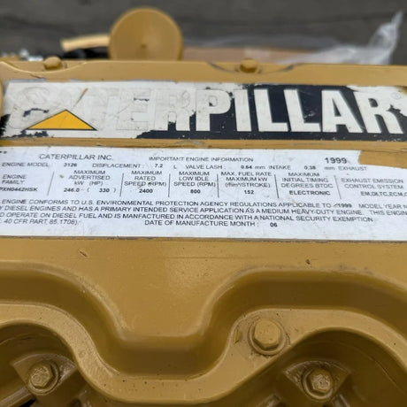 1999 CAT 3126 275HP 6 Cyl New Diesel Engine For Sale - hdengines.com