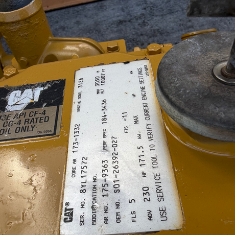 1999 CAT 3126 Diesel Engine, 230 HP, 7.2 L, AR #160-2884, Long Block #0R-7907