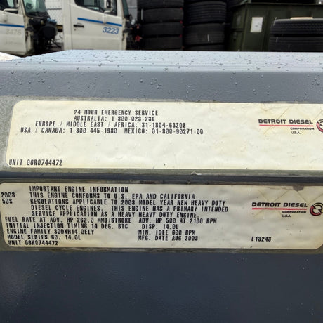 2003 Detroit Series 60 14.0 DDEC IV Diesel Engine, 500HP, 3DDXH14.0ELY, 6067HK6E