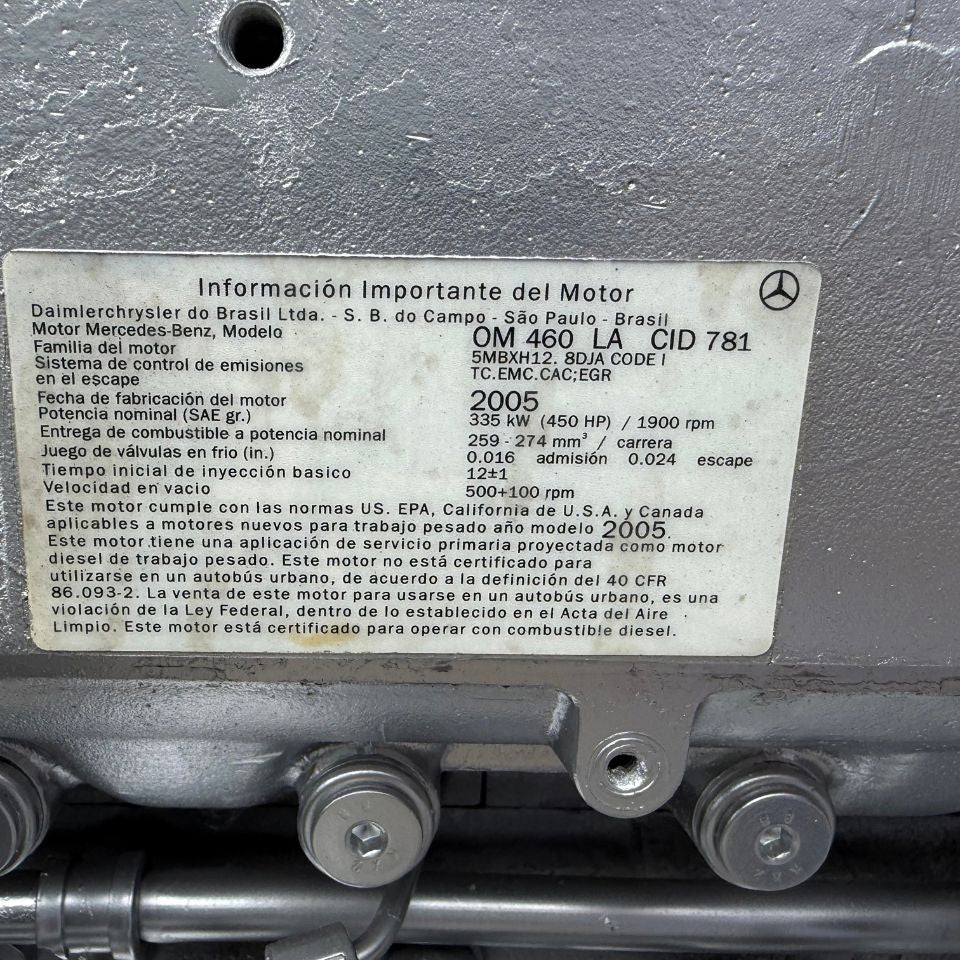 2005 Mercedes-Benz OM460LA Diesel Engine, EPA04, 450HP, 12.8L, MBE4000