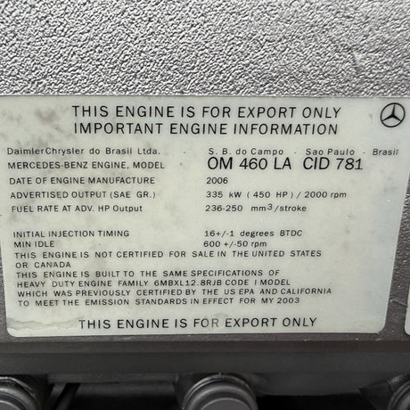2006 Mercedes OM460LA 450HP 6 Cyl Diesel Engine For Sale - hdengines.com