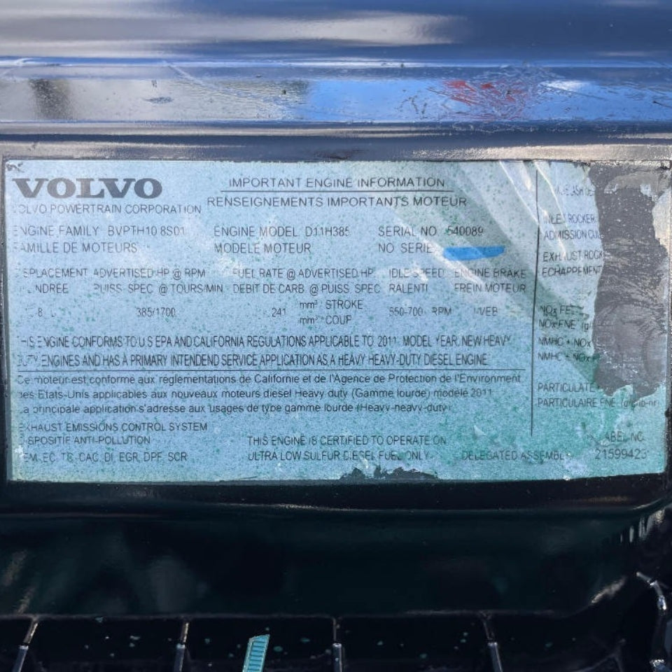 2011 Volvo D11H 385HP 6 Cyl Diesel Engine For Sale - hdengines.com