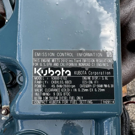 2012 Kubota V3600 67 HP 4 Cyl Diesel Engine For Sale - hdengines.com