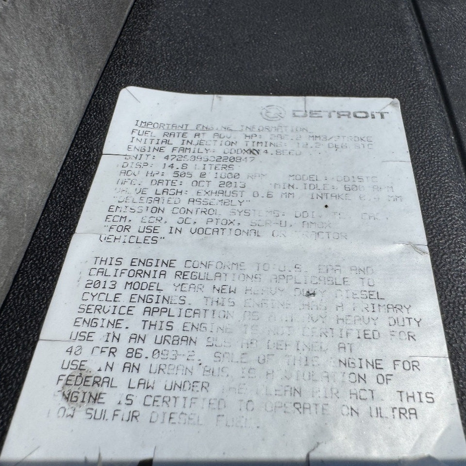 2013 Detroit DD15TC 505HP 6 Cyl Diesel Engine For Sale – Model: DD15TC - hdengines.com