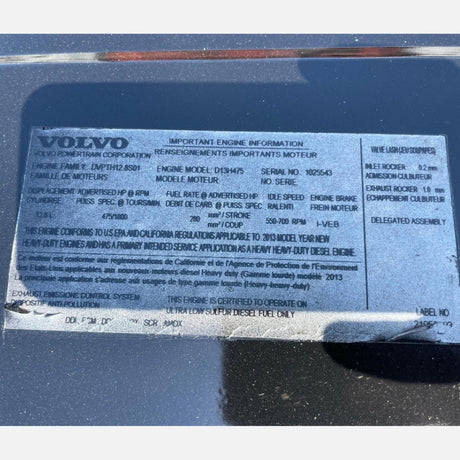 2013 Volvo D13H 475HP 6 Cyl Diesel Engine For Sale - hdengines.com
