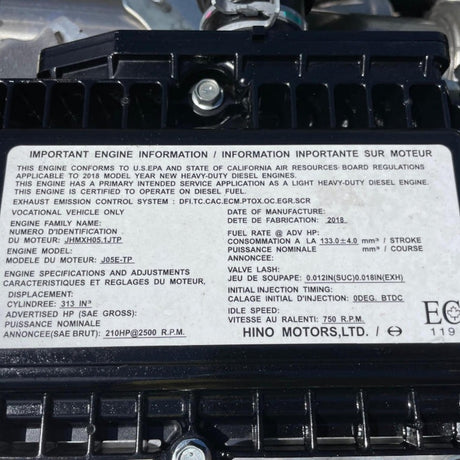 2018 Hino J05E-TP 210HP 4 CylDiesel Engine For Sale – EPA17 - hdengines.com