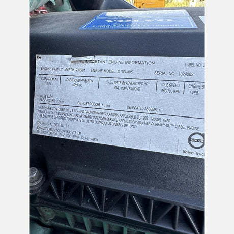 2021 Volvo D13N 405HP 6 Cyl Diesel Engine For Sale - hdengines.com