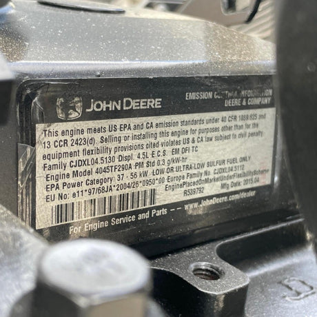 2015 John Deere 4045TF290A 74HP 4 Cyl POWERTECH Diesel Engine For Sale - hdengines.com