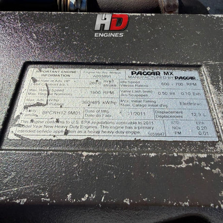 2011 PACCAR MX-13 485HP 12.9L EPA10 Diesel Truck Engine for Sale