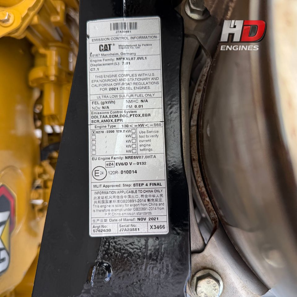 2021 Caterpillar C7.1 Tier 4 Final Industrial Diesel Engine for Sale 173HP 7.1L