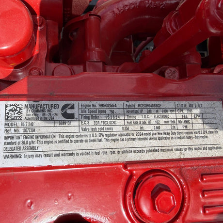 New 2024 Cummins B6.7 Diesel Engine, CPL 5995, RCEXH0408BCF, CM2450