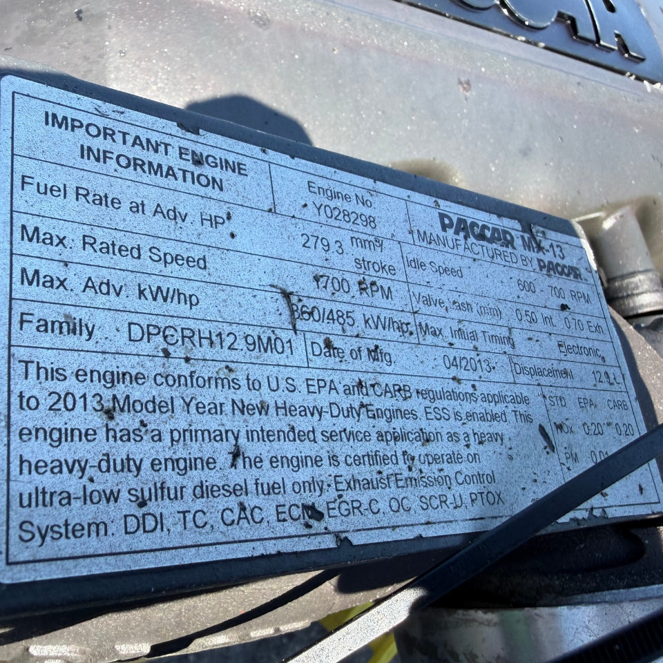 2013 PACCAR MX-13 Diesel Engine DPCRH12.9M01, 12.9L, 485HP EPA13