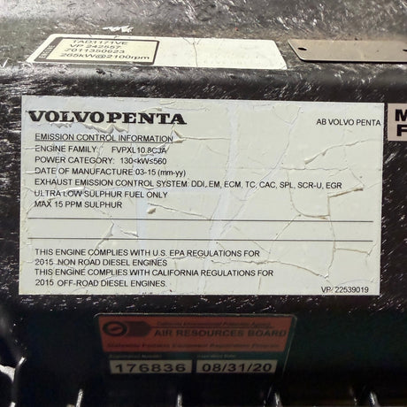 2015 Volvo TAD1171VE Tier 4 Final Industrial Diesel Engine Power Unit, 10.8L, 355HP