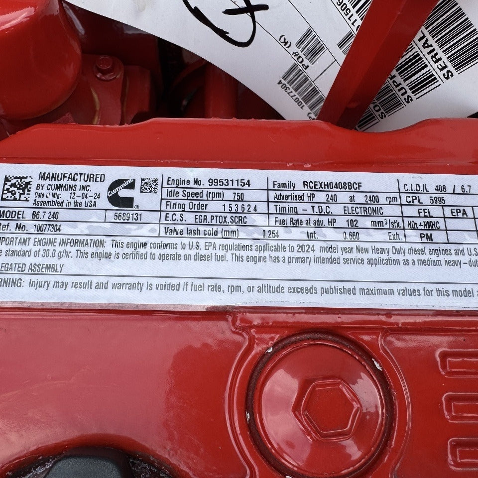 New 2024 Cummins B6.7 240HP 6 Cyl – EPA 2021 Diesel Truck Engine for Sale - hdengines.com