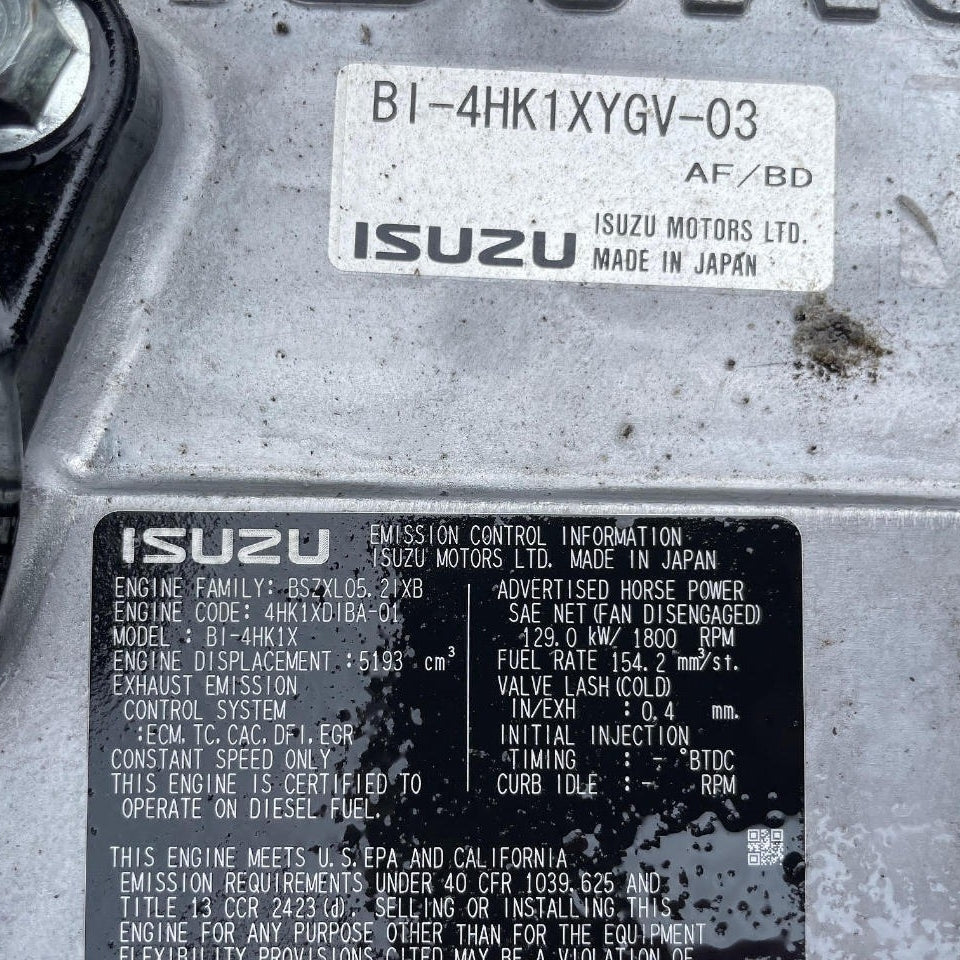 New 2011 Isuzu 4HK1X 172HP 4 Cyl Industrial Diesel Crate Engine For Sale - hdengines.com