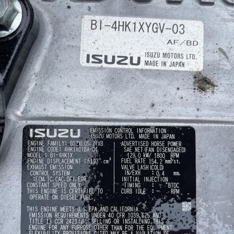 New 2011 Isuzu 4HK1X 172HP 4 Cyl Industrial Diesel Crate Engine For Sale - hdengines.com