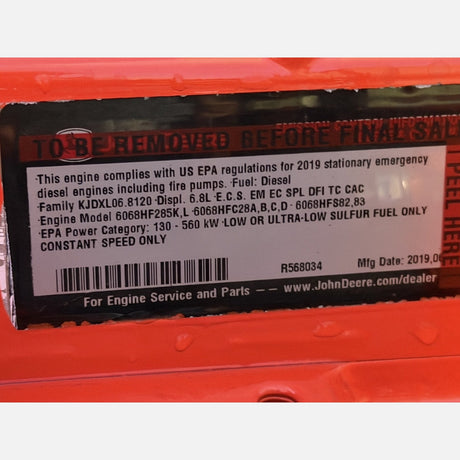 New 2019 John Deere 6068HF285 6 Cyl 6.8L Industrial Diesel Engine For Sale - hdengines.com