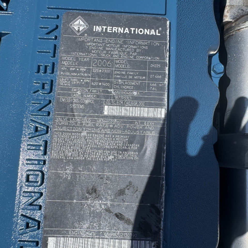 New 2006  EPA04 International DT466E 225HP 6 Cyl Diesel Engine For Sale - hdengines.com