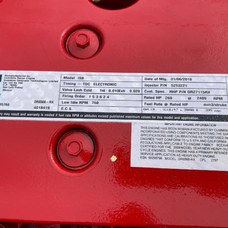 New 2008 Cummins ISB 6.7 260HP 6 Cyl OEM Recon Diesel Engine For Sale - hdengines.com
