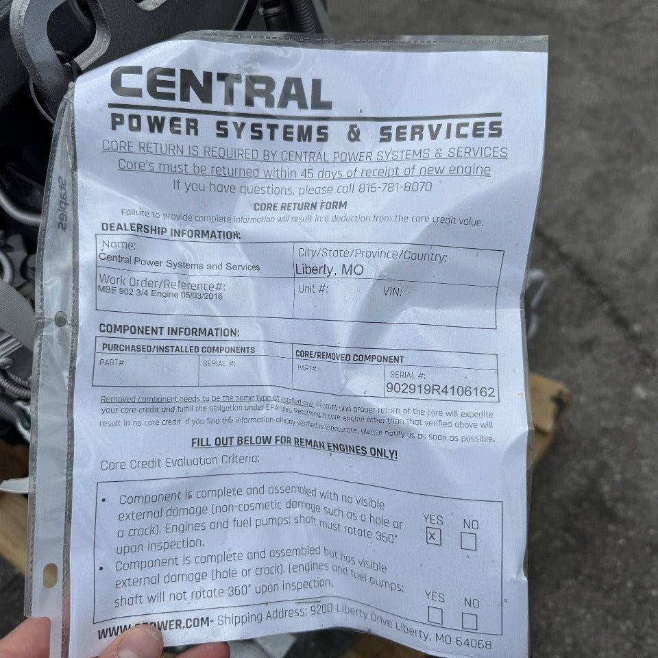 New 2006 Mercedes OM906LA 6 Cyl MBE900 6.4L Diesel Engine For Sale - hdengines.com