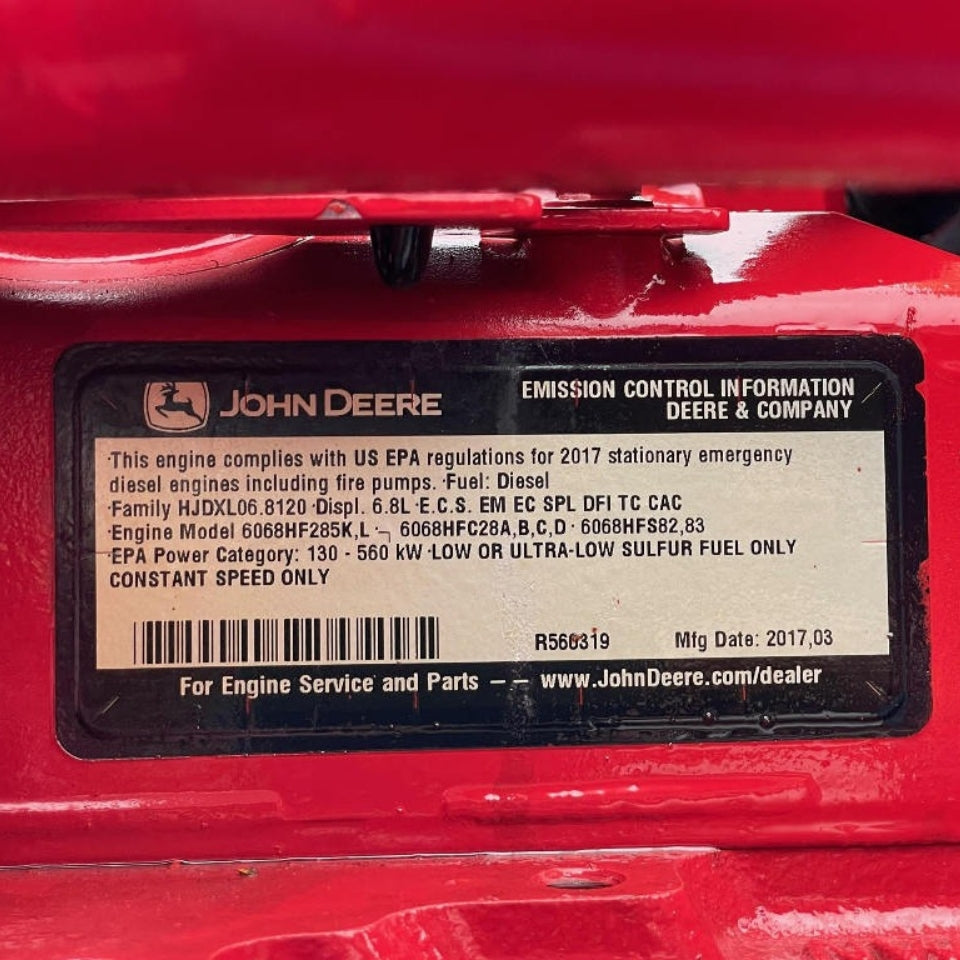 New 2017 John Deere 6068HFC28 175HP 6 Cyl Fire Pump Diesel Engine For Sale - hdengines.com