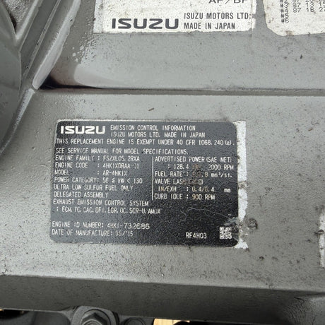 New 2015 Isuzu 4HK1X 172HP 4 Cyl Industrial Diesel Engine For Sale – Tier 4 - hdengines.com