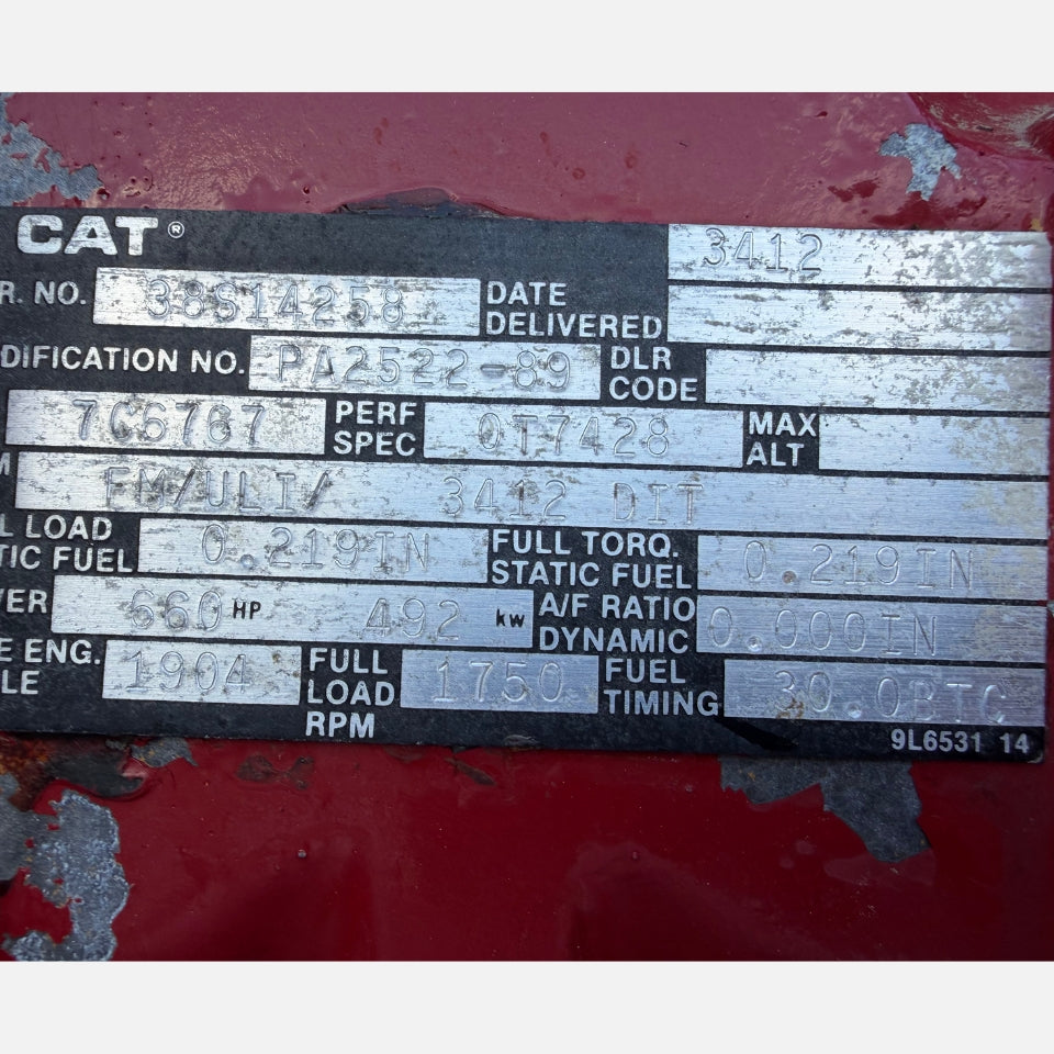 1989 CAT 3412 DI 660HP V12 Industrial Diesel Engine for Sale – Low Hours