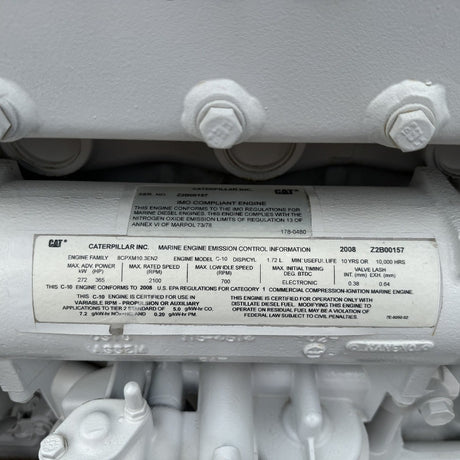 New 2008 CAT C10 325HP 6 Cyl – Tier 2 Marine Diesel Engine for Sale - hdengines.com