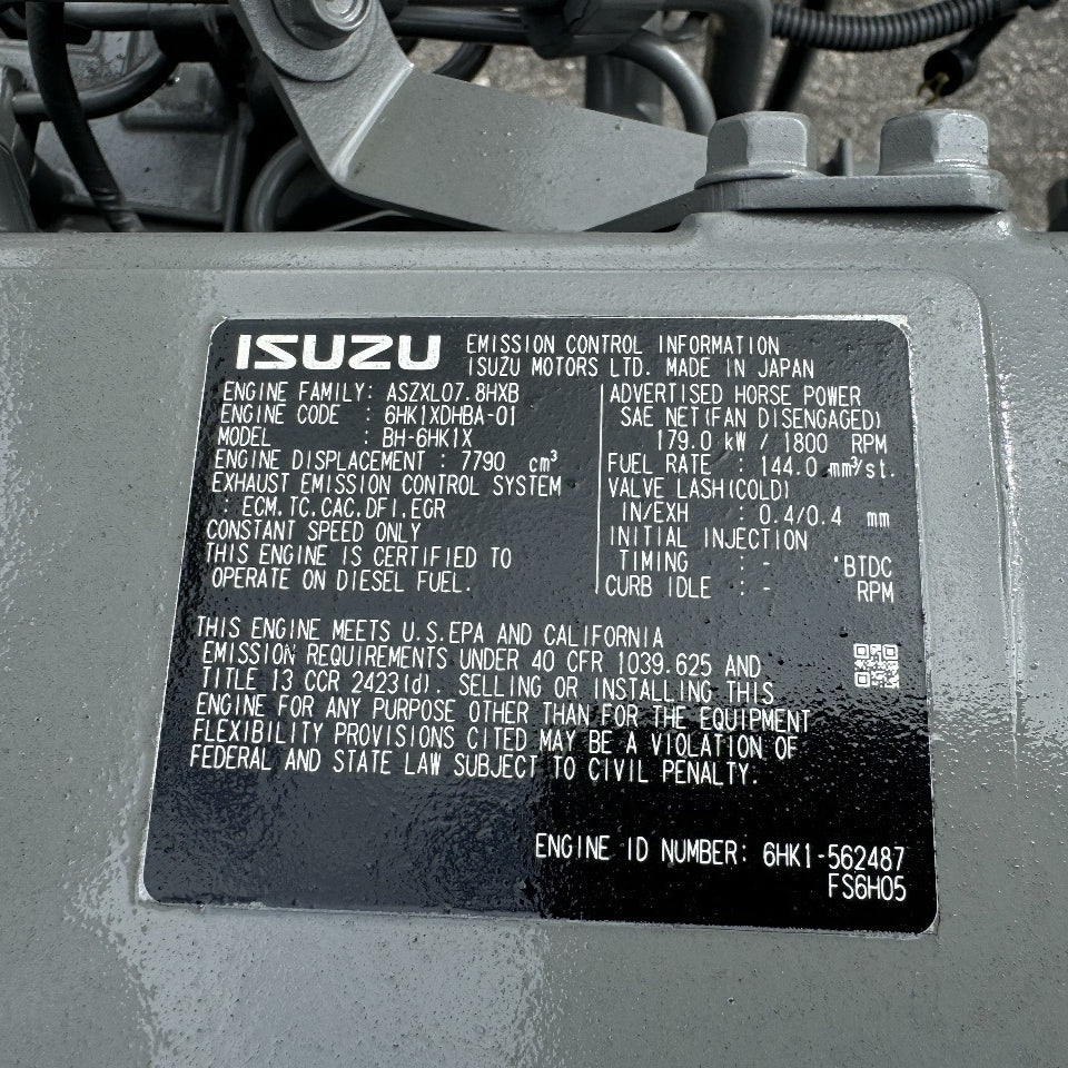 New 2017 Isuzu 6HK1X 240HP 6 Cyl Industrial Diesel Engine For Sale - hdengines.com