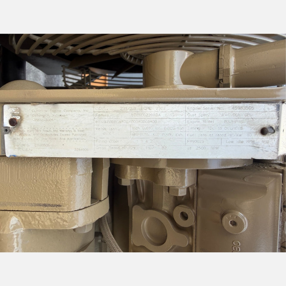 2000 Cummins 4BT 3.9L Diesel Power Unit, Family #YCEXL0239ABA, 110HP, CPL 2302