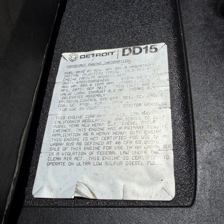2017 Detroit DD15 Diesel Engine, KDDXH14.8EAD, 14.8L, 505HP EPA17