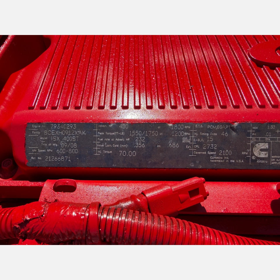 2008 Cummins ISX Diesel Engine 8CEXH0912XAK, 15.0L, 400HP EPA07 CPL 2732